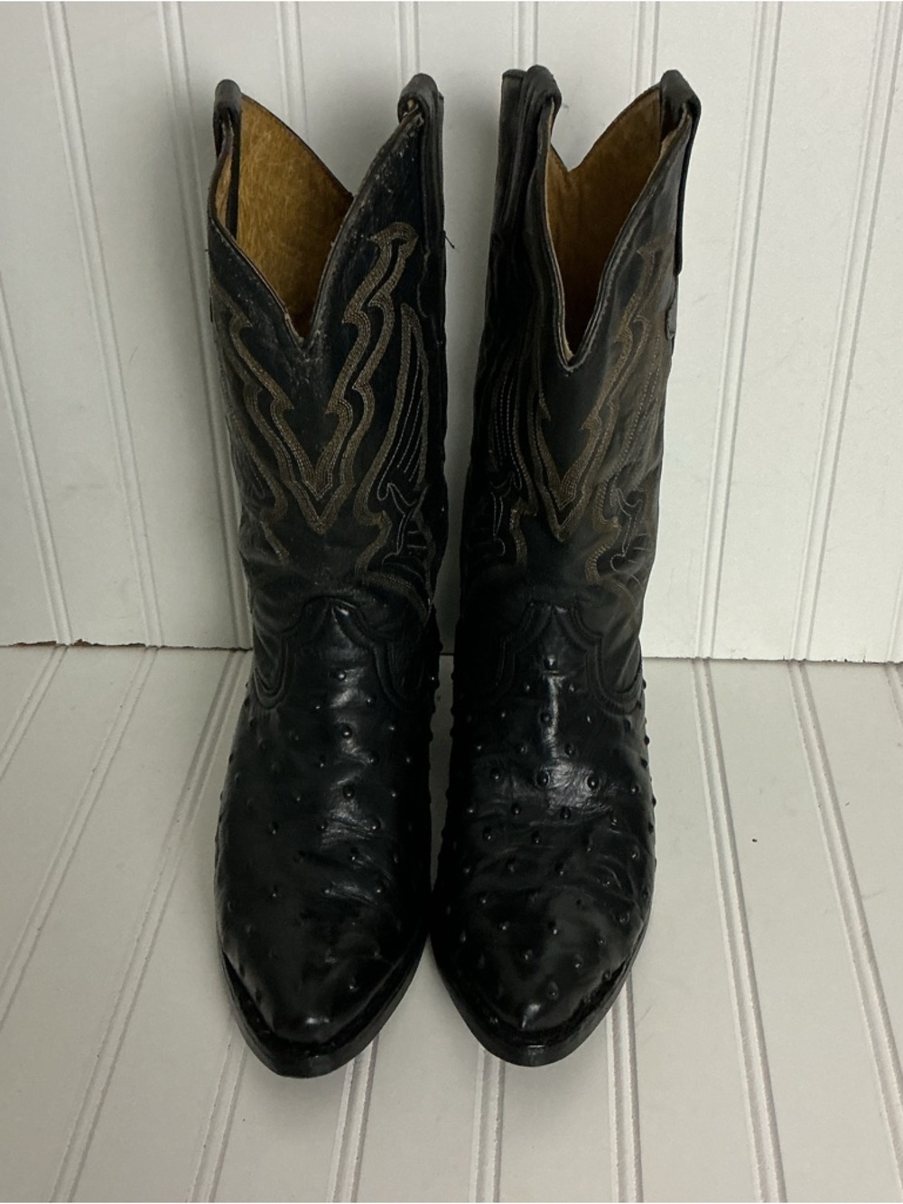 Tierra Blanca Womens USA 7 Mexican 26 Black Leather Vibram Sole Cowboy Boots - Picture 2 of 16